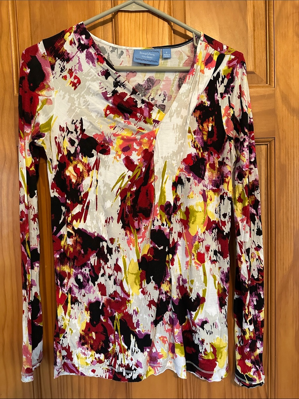 Simply Vera Vera Wang Multi-Color Long-Sleeve Floral V-Neck Top